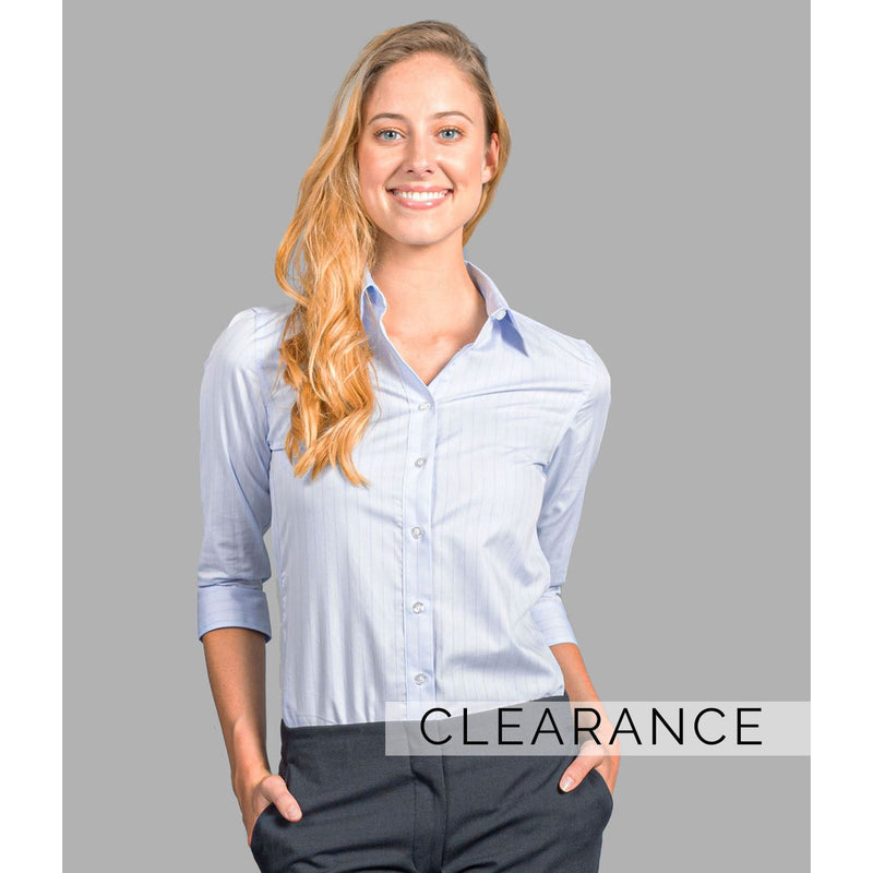 Gloweave - Ladies Herringbone Stripe 3/4 Sleeve Shirt - 1069 - SALE