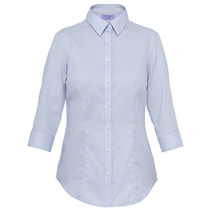 Van Heusen - Ladies Cotton Poly Mini Herringbone 3/4 Sleeve Shirt - AWTQ81U- SALE