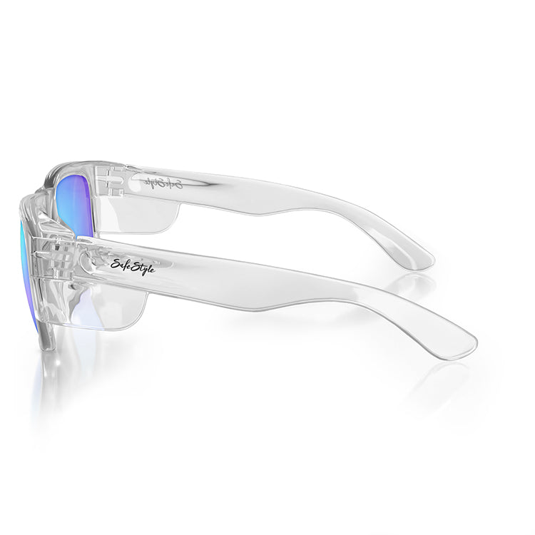 Safe Style FCBP100 Fusions Clear Frame/Mirror Blue Polarised UV400 Safety Glasses