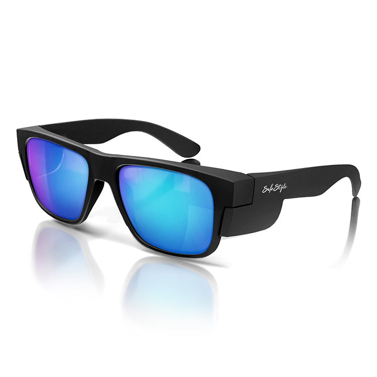 Safe Style FMBBP100 Fusions Matte Black Frame/Mirror Blue Polarised UV400 Safety Glasses