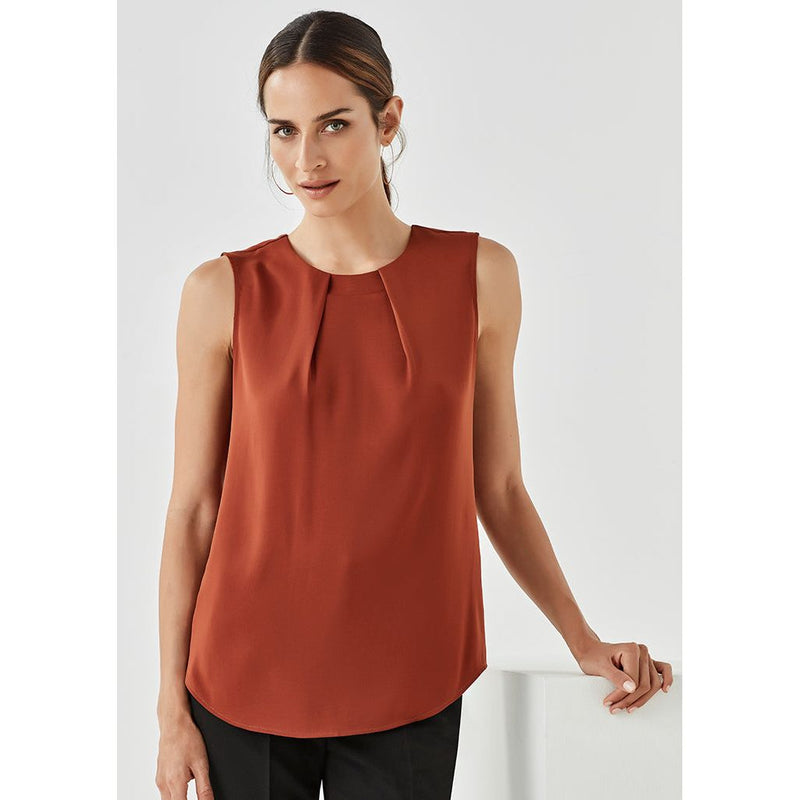 Biz Corporates - Ladies Estelle Sleeveless Pleat Blouse - RB973LN - SALE