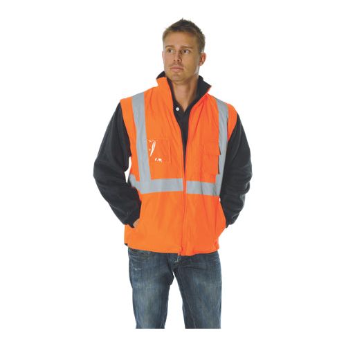 DNC 3994 HiVis Cross Back D/N 4 in 1 Zip Off Sleeve Reversible Vest