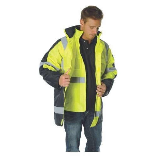 DNC 3994 HiVis Cross Back D/N 4 in 1 Zip Off Sleeve Reversible Vest