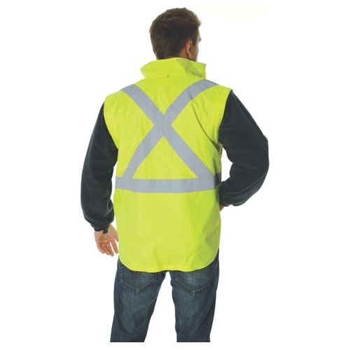 DNC 3994 HiVis Cross Back D/N 4 in 1 Zip Off Sleeve Reversible Vest