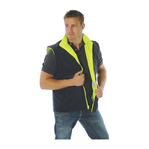 DNC 3994 HiVis Cross Back D/N 4 in 1 Zip Off Sleeve Reversible Vest