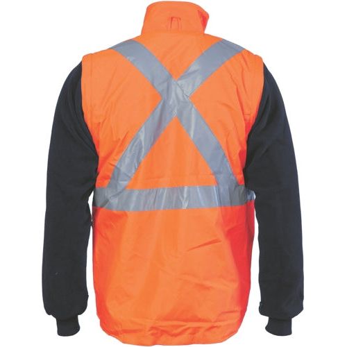 DNC 3994 HiVis Cross Back D/N 4 in 1 Zip Off Sleeve Reversible Vest