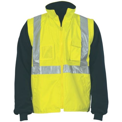 DNC 3994 HiVis Cross Back D/N 4 in 1 Zip Off Sleeve Reversible Vest