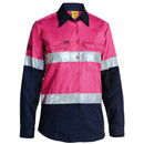 Bisley BL6896 Womens 3M Taped Two Tone Hi Vis Cool Lightweight Shirt - Long Sleeve