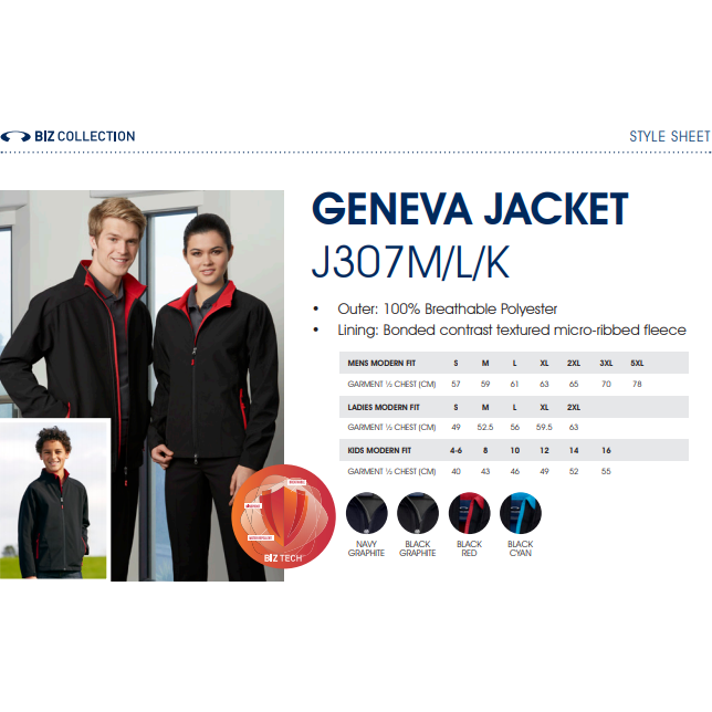Biz Collection J307M Geneva Mens Softshell Jacket