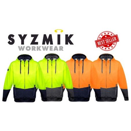 Syzmik ZT478 Unisex Hi Vis Textured Jacquard Full Zip Hoodie